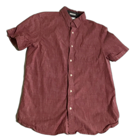 Hawker Rye Mens Slim Red Short Sleeve Button Down Shirt LG - Picture 1 of 7